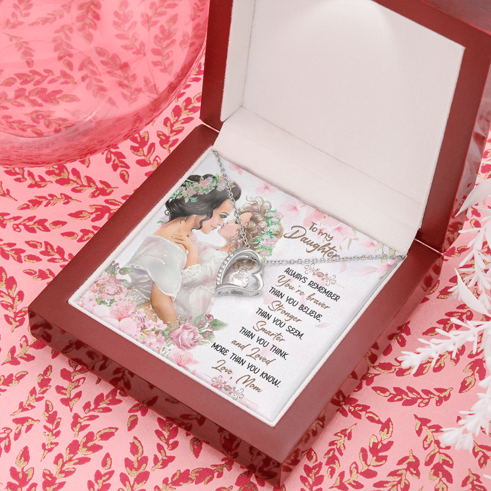 To My Daughter More Than You Know From Mom Forever Necklace w Message Card-Express Your Love Gifts