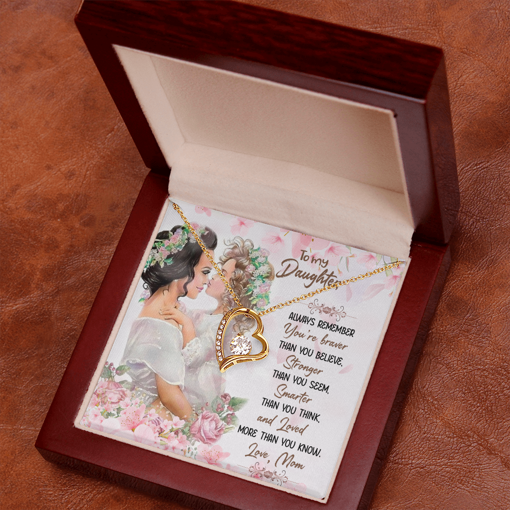 To My Daughter More Than You Know From Mom Forever Necklace w Message Card-Express Your Love Gifts