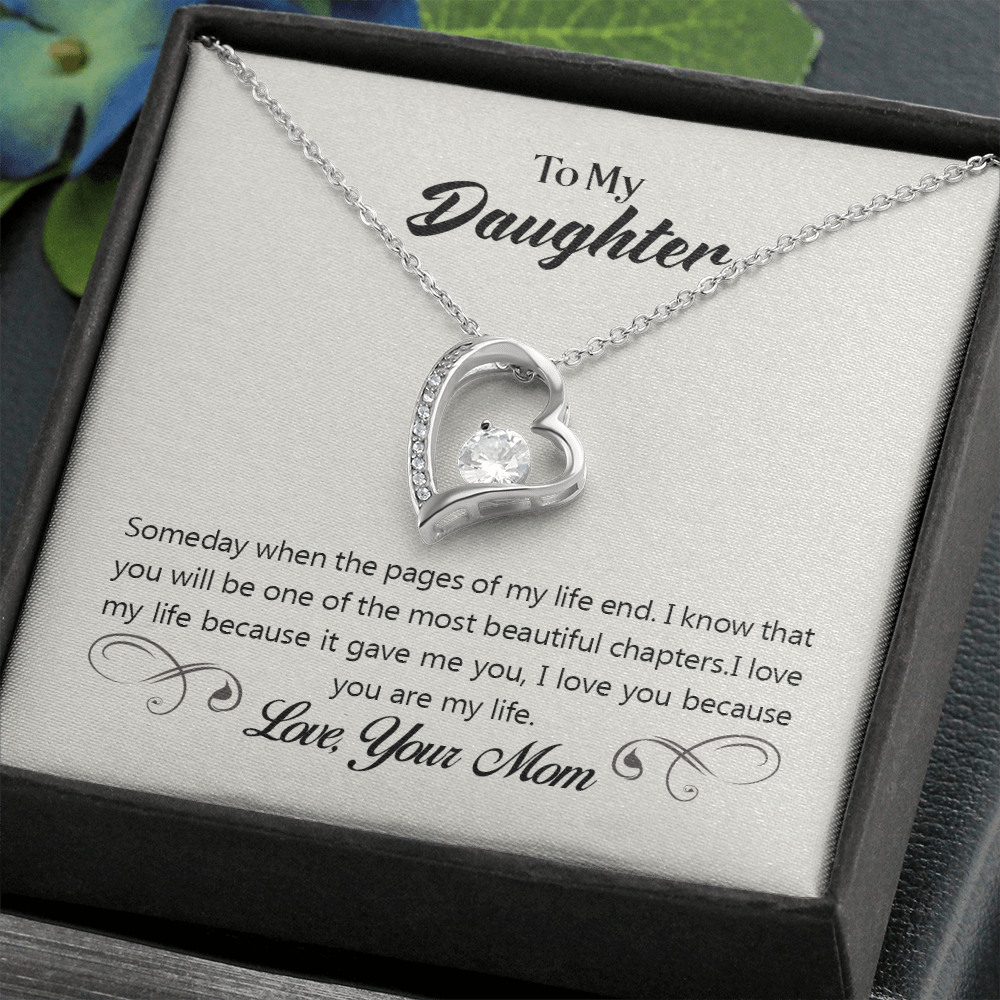 To My Daughter Most Beautiful Chapter Forever Necklace w Message Card-Express Your Love Gifts