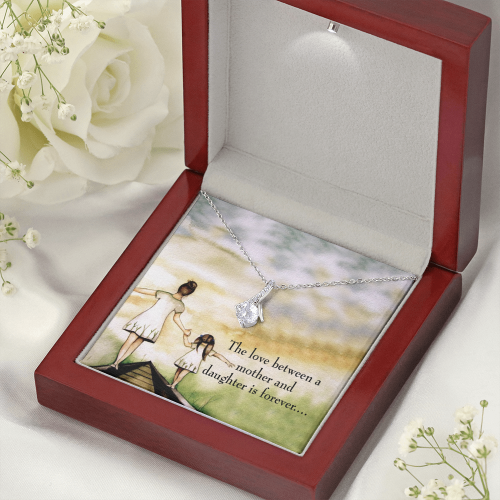 To My Daughter Mother Daughter Eternal Love Alluring Ribbon Necklace Message Card-Express Your Love Gifts