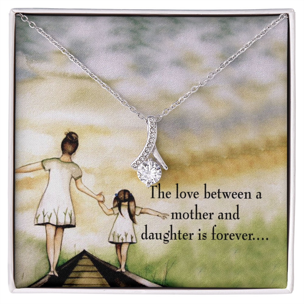 To My Daughter Mother Daughter Eternal Love Alluring Ribbon Necklace Message Card-Express Your Love Gifts