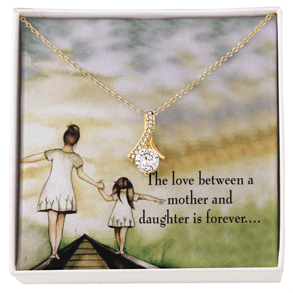 To My Daughter Mother Daughter Eternal Love Alluring Ribbon Necklace Message Card-Express Your Love Gifts