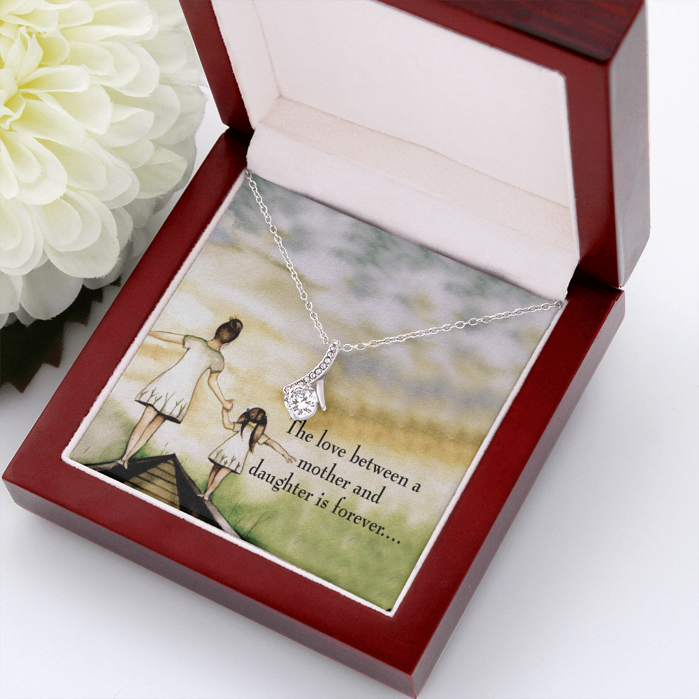 To My Daughter Mother Daughter Eternal Love Alluring Ribbon Necklace Message Card-Express Your Love Gifts