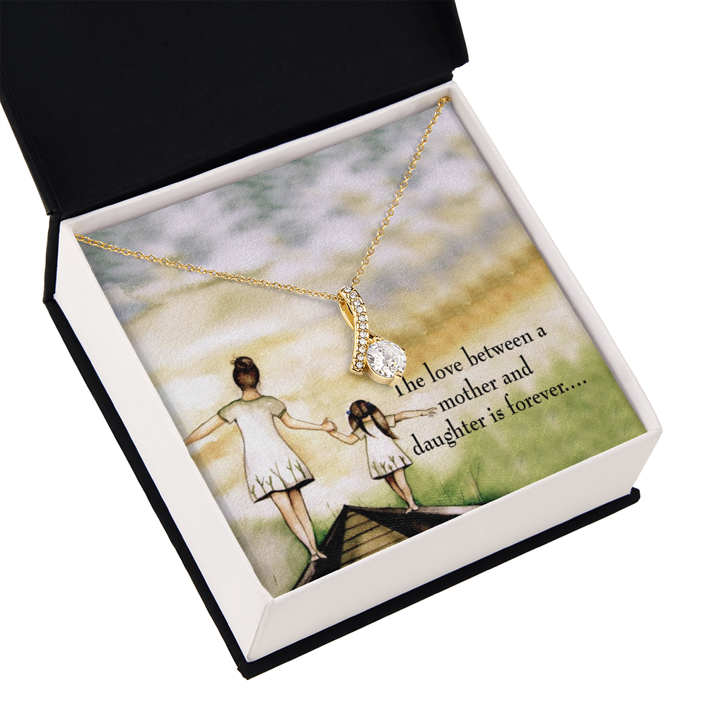 To My Daughter Mother Daughter Eternal Love Alluring Ribbon Necklace Message Card-Express Your Love Gifts