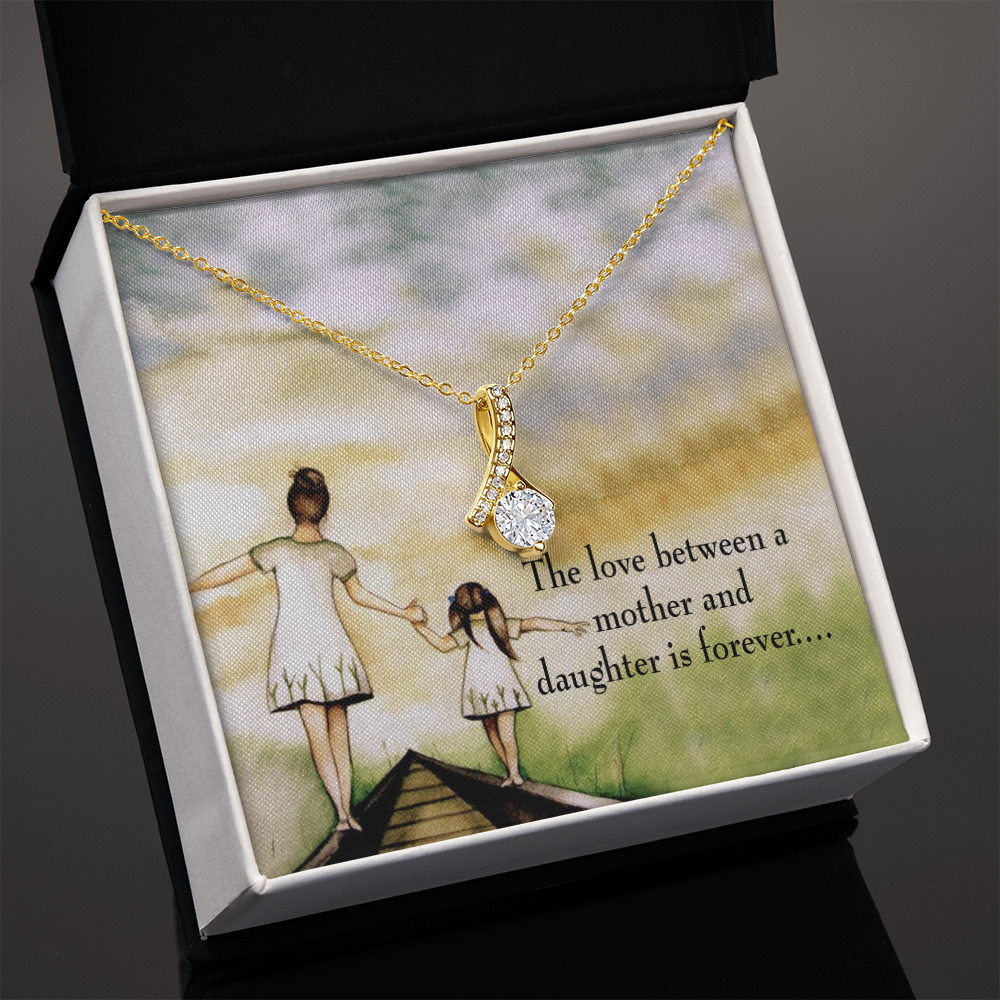 To My Daughter Mother Daughter Eternal Love Alluring Ribbon Necklace Message Card-Express Your Love Gifts