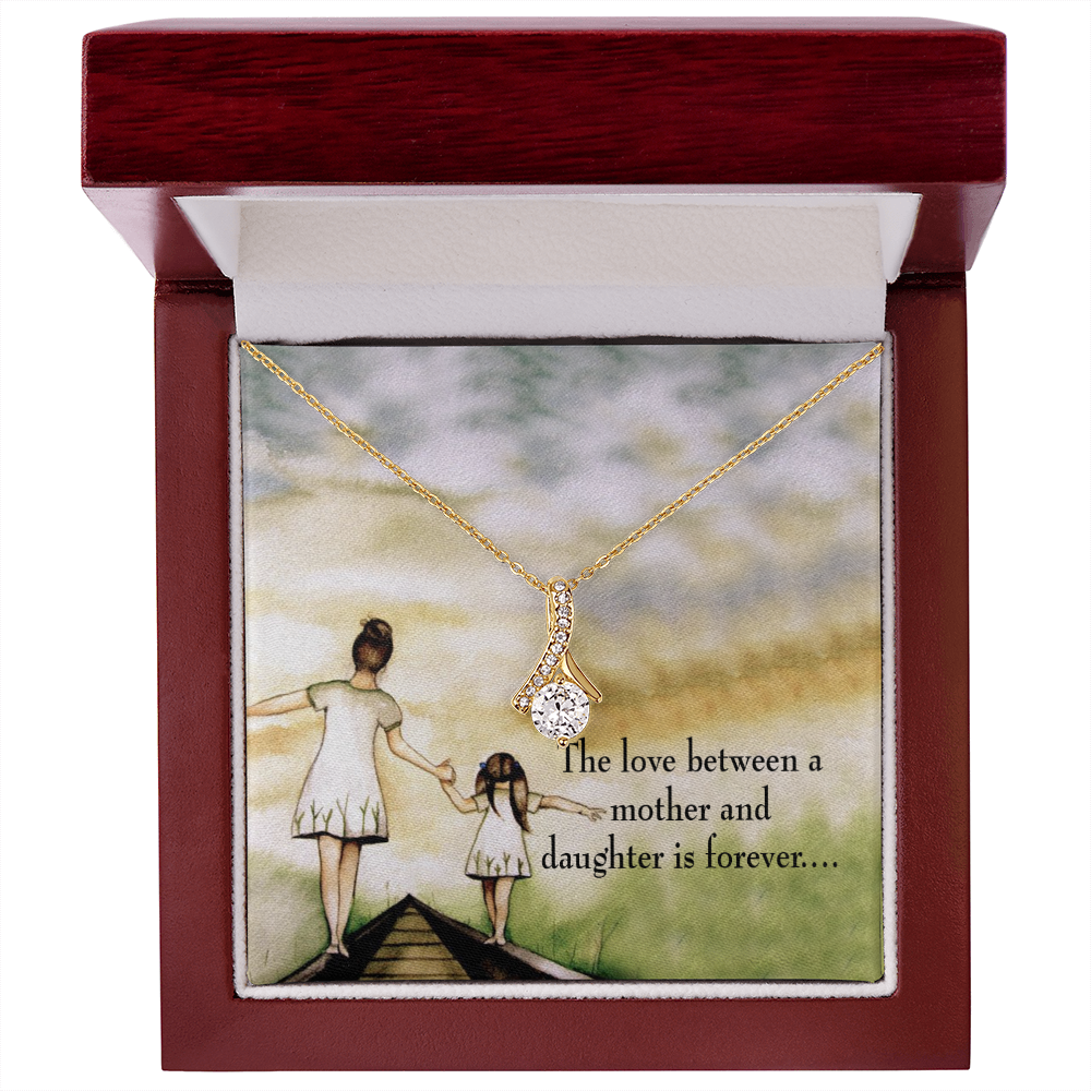 To My Daughter Mother Daughter Eternal Love Alluring Ribbon Necklace Message Card-Express Your Love Gifts