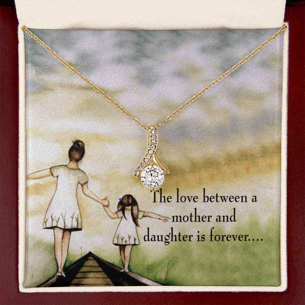 To My Daughter Mother Daughter Eternal Love Alluring Ribbon Necklace Message Card-Express Your Love Gifts