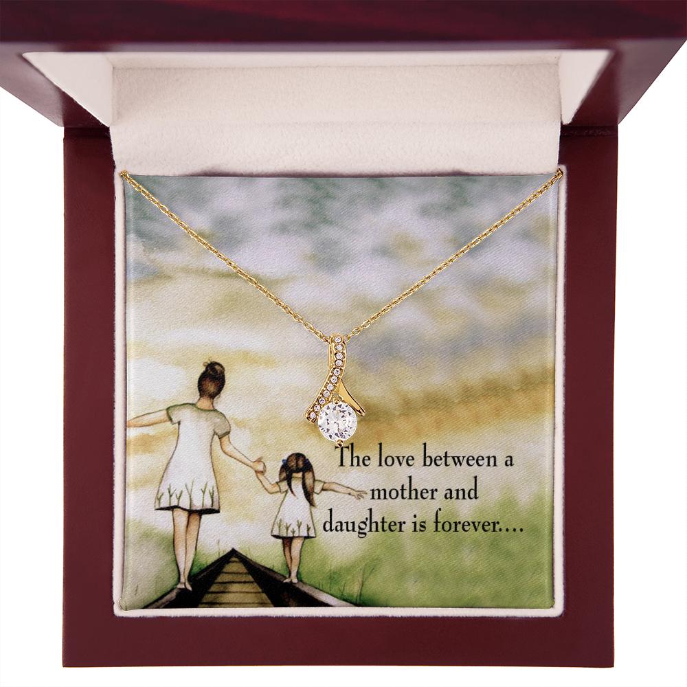 To My Daughter Mother Daughter Eternal Love Alluring Ribbon Necklace Message Card-Express Your Love Gifts