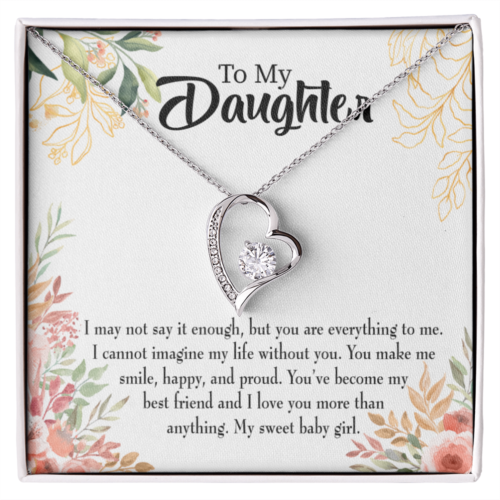 To My Daughter My Sweet Baby Girl Forever Necklace w Message Card-Express Your Love Gifts