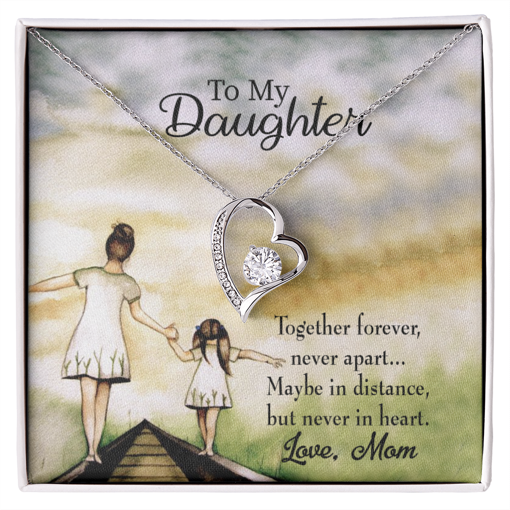 To My Daughter Never Apart from Mom Forever Necklace w Message Card-Express Your Love Gifts