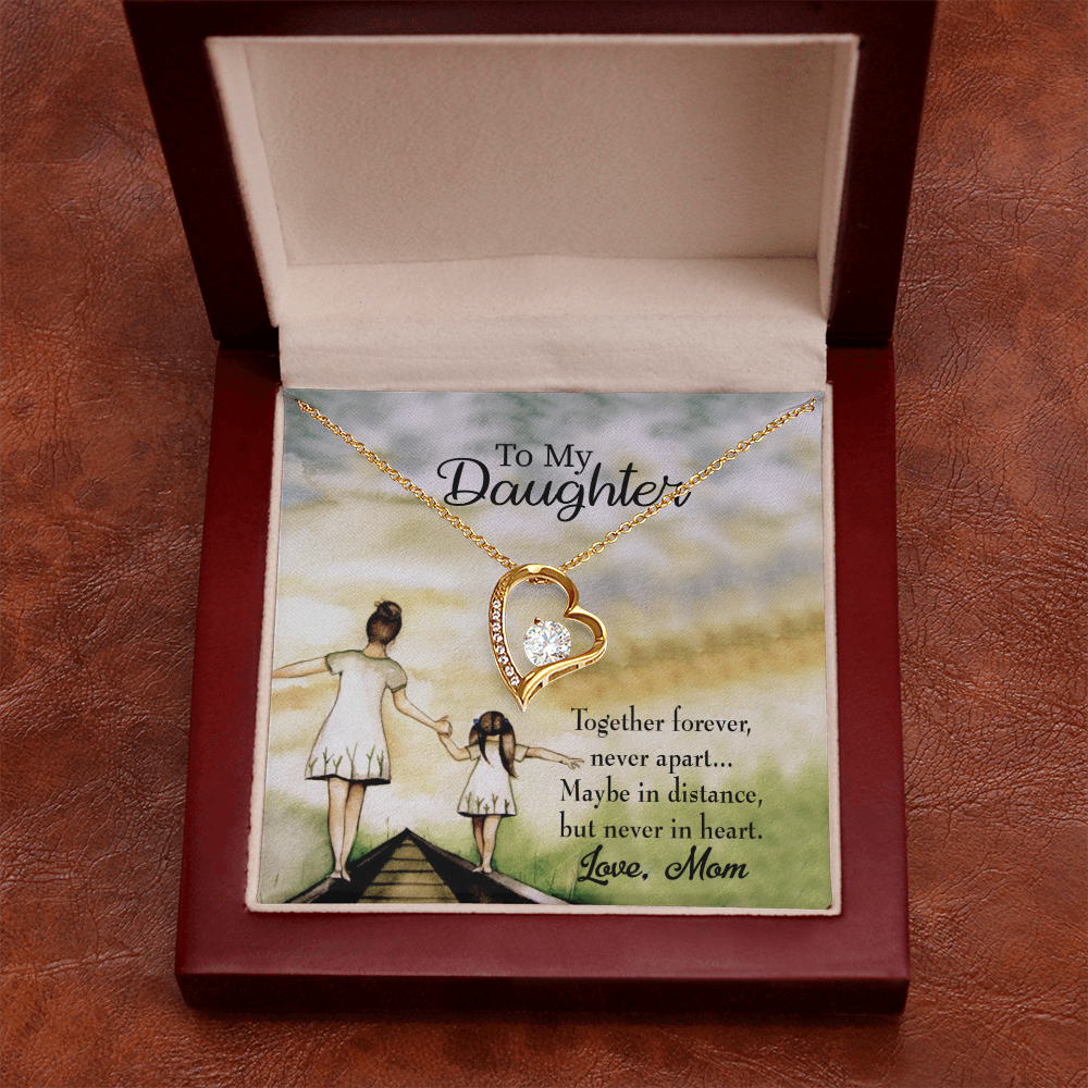 To My Daughter Never Apart from Mom Forever Necklace w Message Card-Express Your Love Gifts