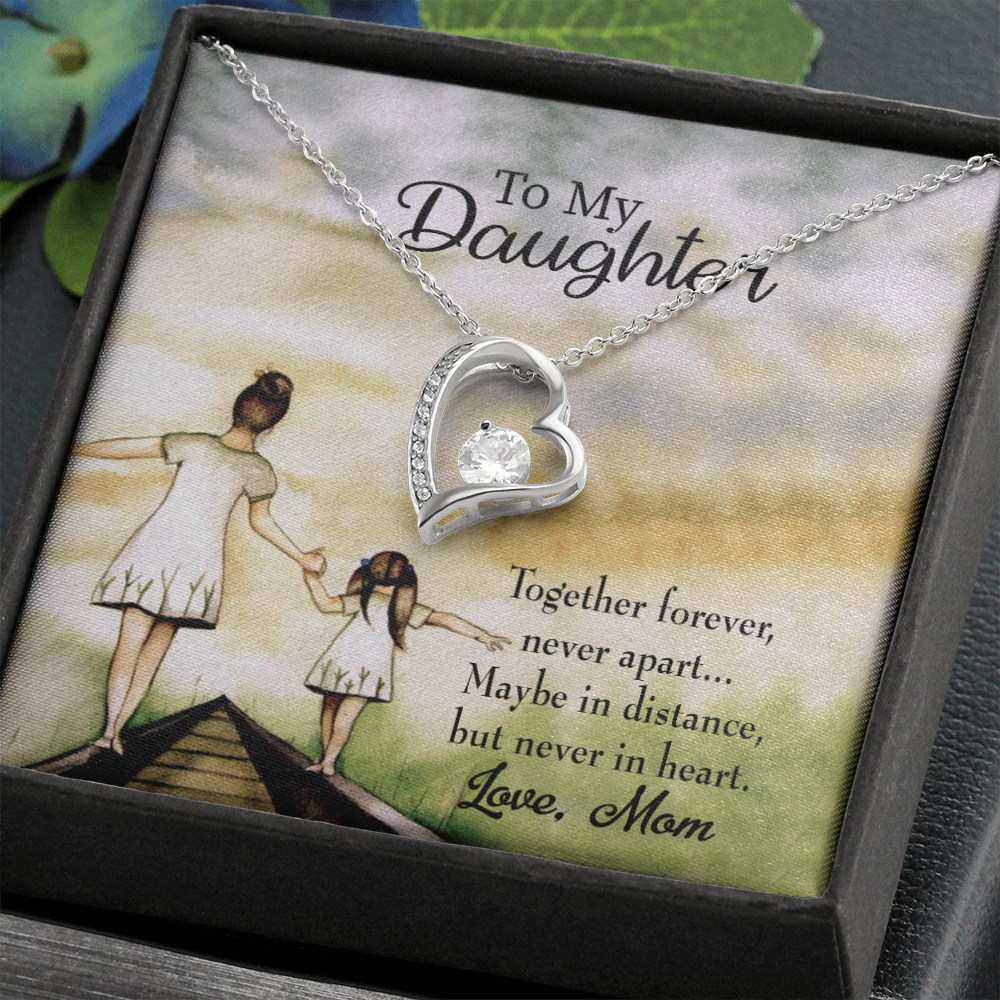 To My Daughter Never Apart from Mom Forever Necklace w Message Card-Express Your Love Gifts