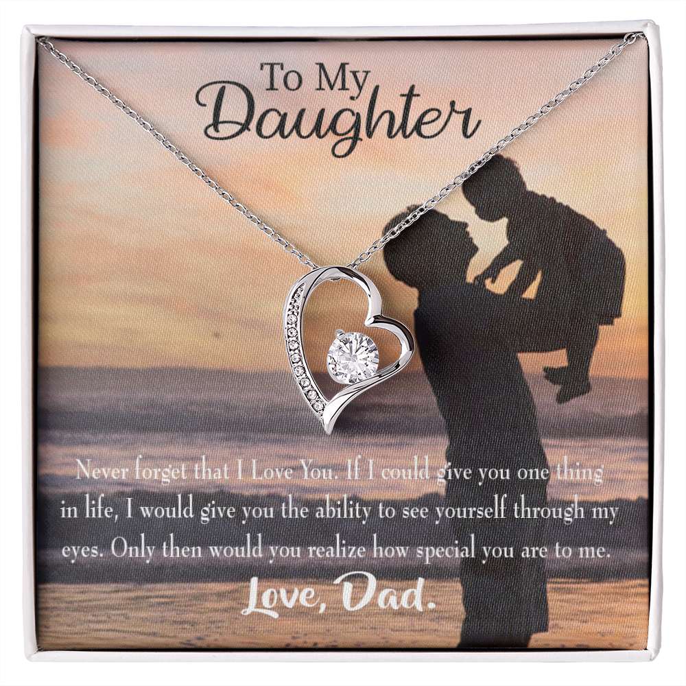 To My Daughter Never Forget From Dad Forever Necklace w Message Card-Express Your Love Gifts