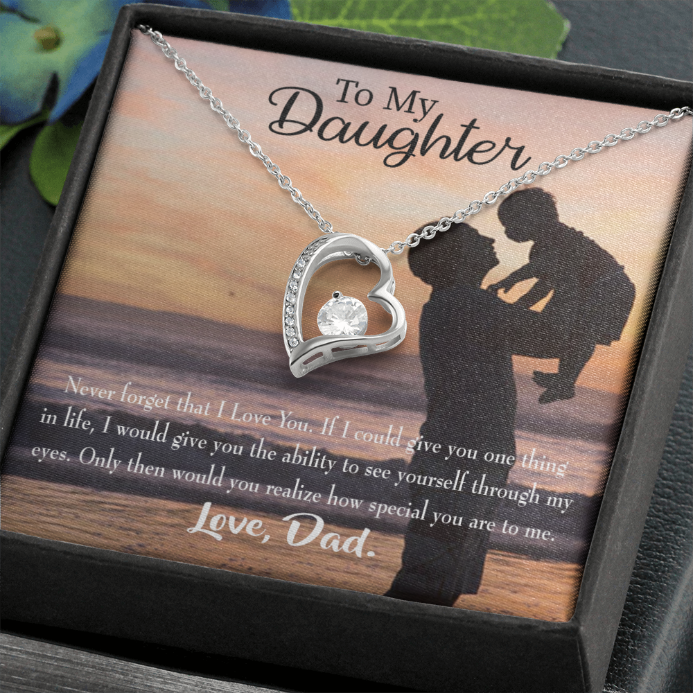 To My Daughter Never Forget From Dad Forever Necklace w Message Card-Express Your Love Gifts