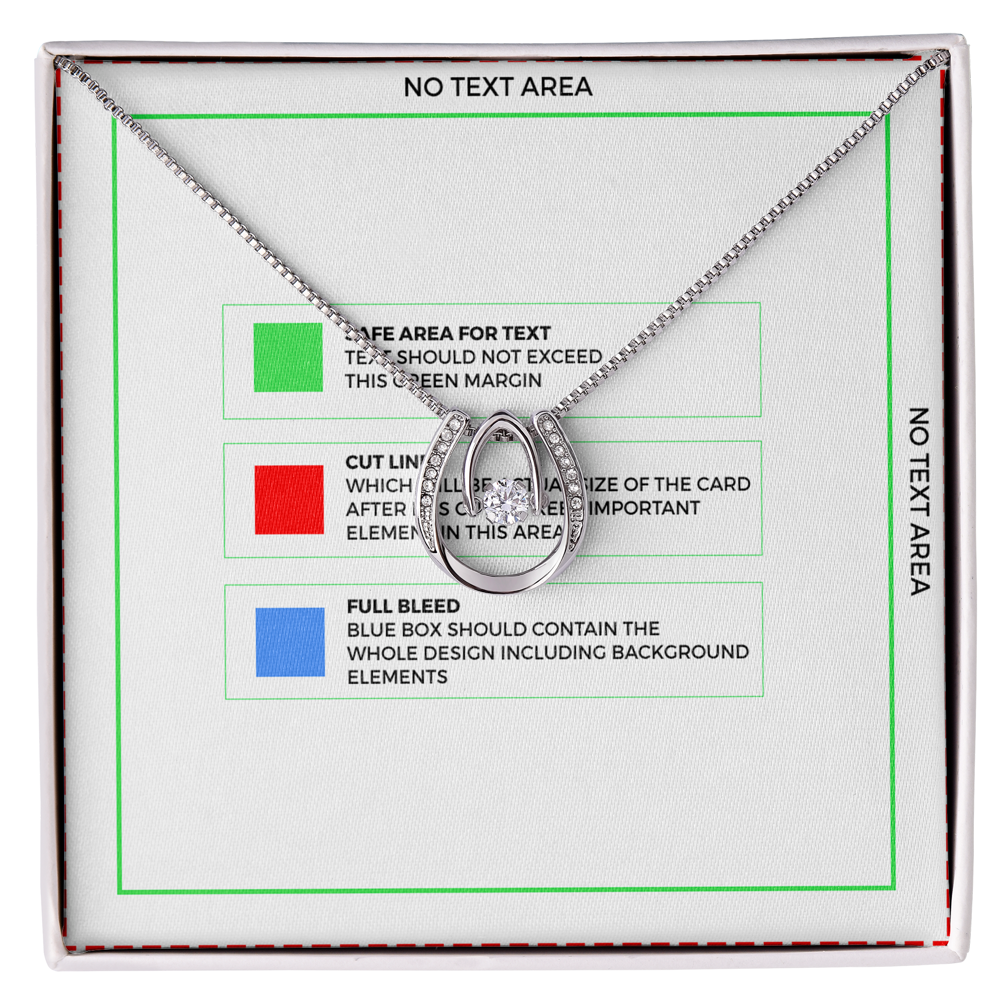 To My Daughter Never Forget From Dad White Lucky Horseshoe Necklace Message Card 14k w CZ Crystals-Express Your Love Gifts
