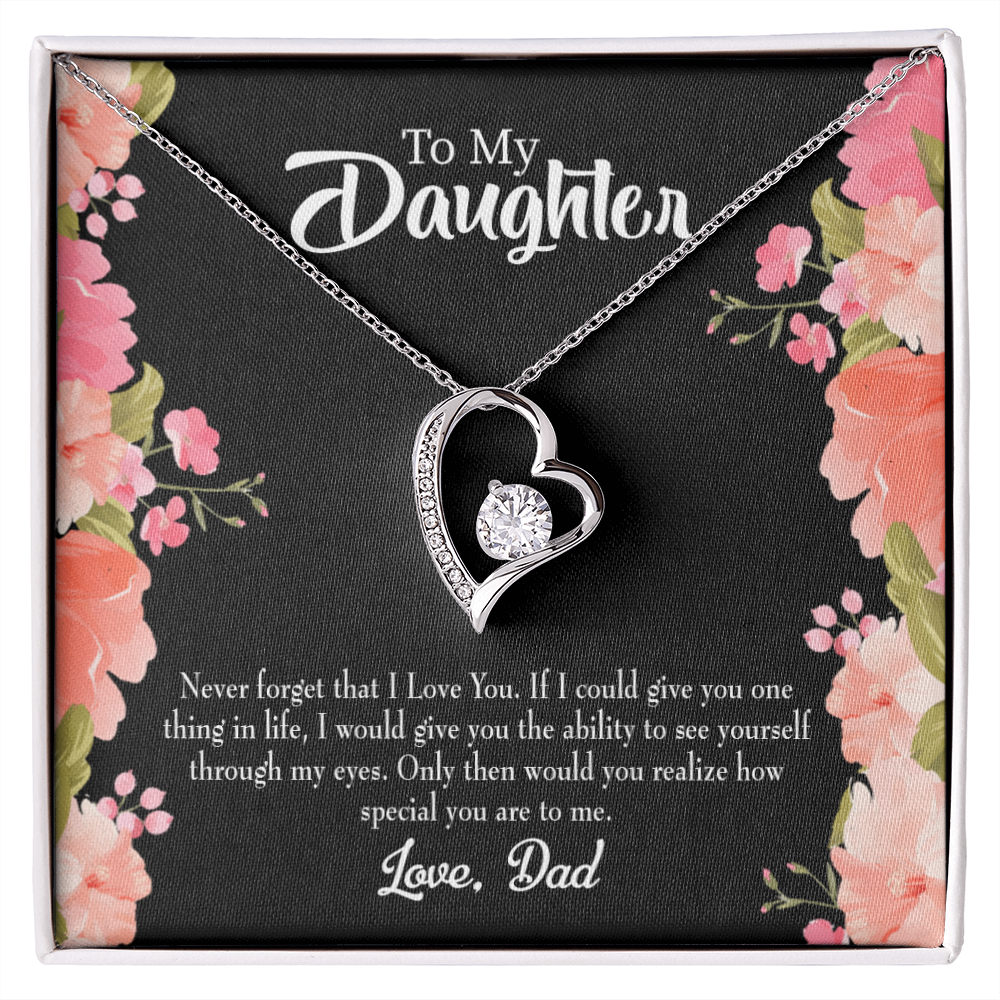 To My Daughter Never Forget I Love You From Dad Forever Necklace w Message Card-Express Your Love Gifts