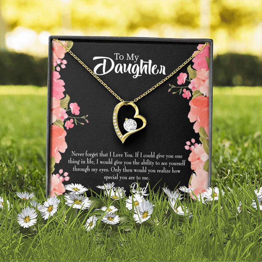 To My Daughter Never Forget I Love You From Dad Forever Necklace w Message Card-Express Your Love Gifts