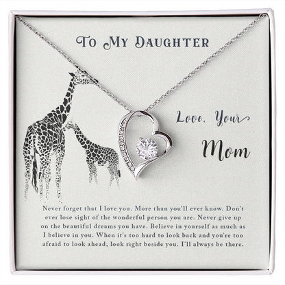 To My Daughter Never Lose Sight From Mom Forever Necklace w Message Card-Express Your Love Gifts