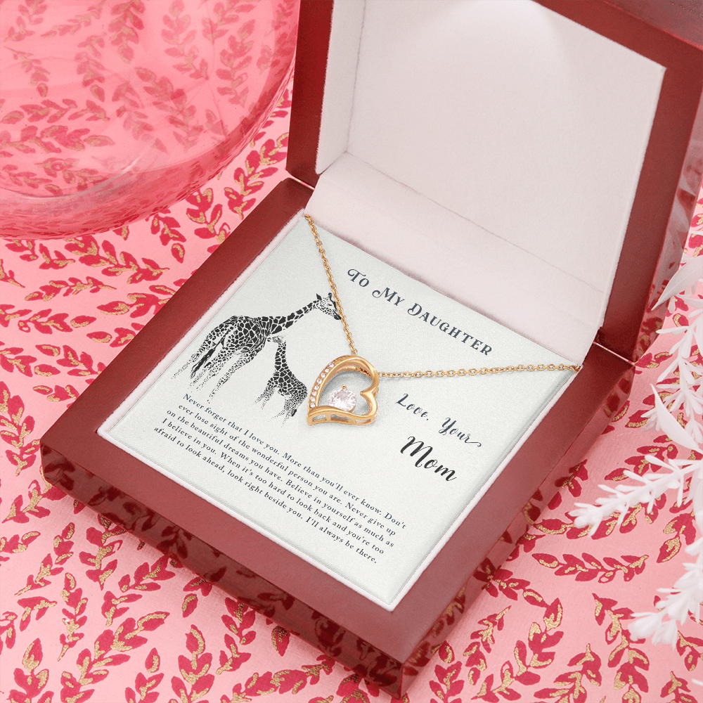 To My Daughter Never Lose Sight From Mom Forever Necklace w Message Card-Express Your Love Gifts