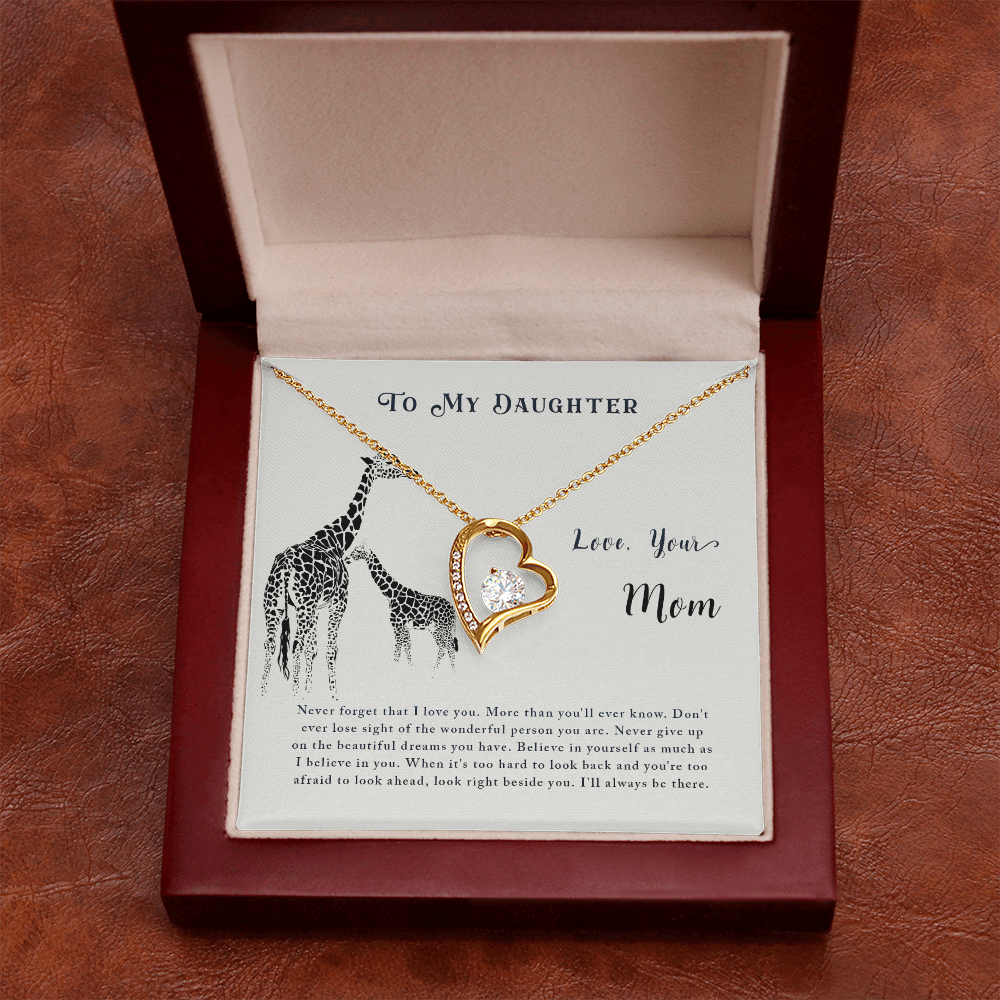 To My Daughter Never Lose Sight From Mom Forever Necklace w Message Card-Express Your Love Gifts