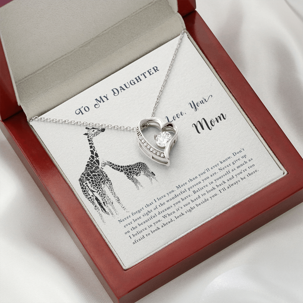 To My Daughter Never Lose Sight From Mom Forever Necklace w Message Card-Express Your Love Gifts