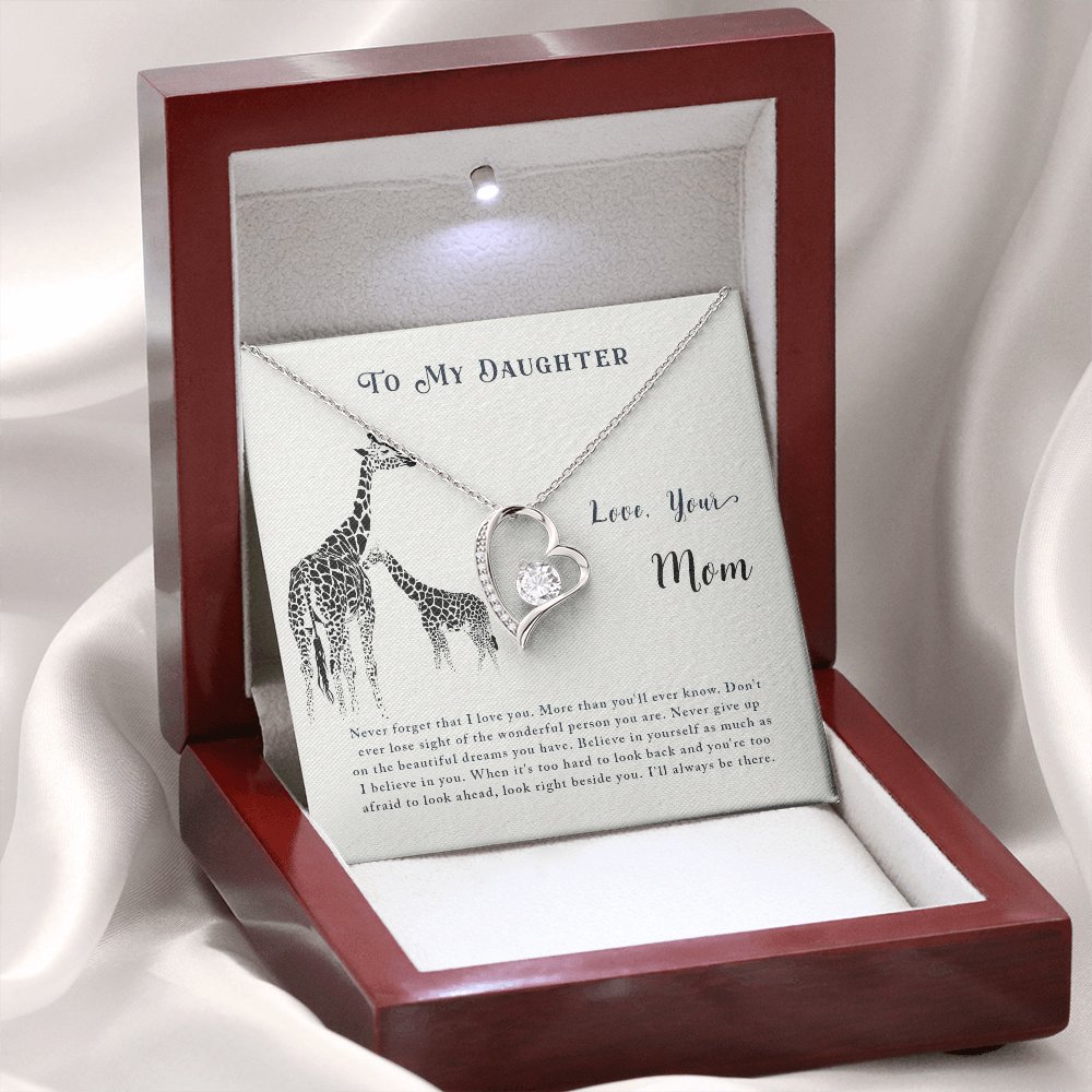 To My Daughter Never Lose Sight From Mom Forever Necklace w Message Card-Express Your Love Gifts