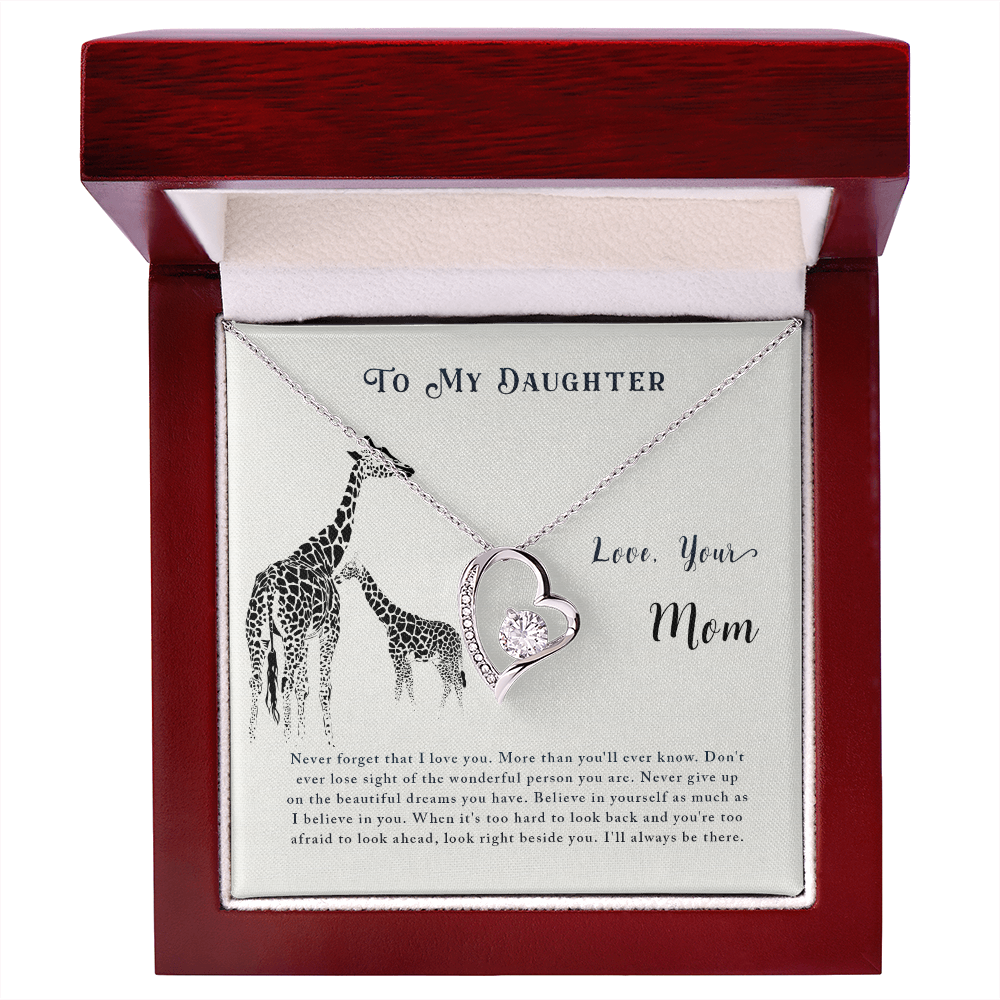 To My Daughter Never Lose Sight From Mom Forever Necklace w Message Card-Express Your Love Gifts