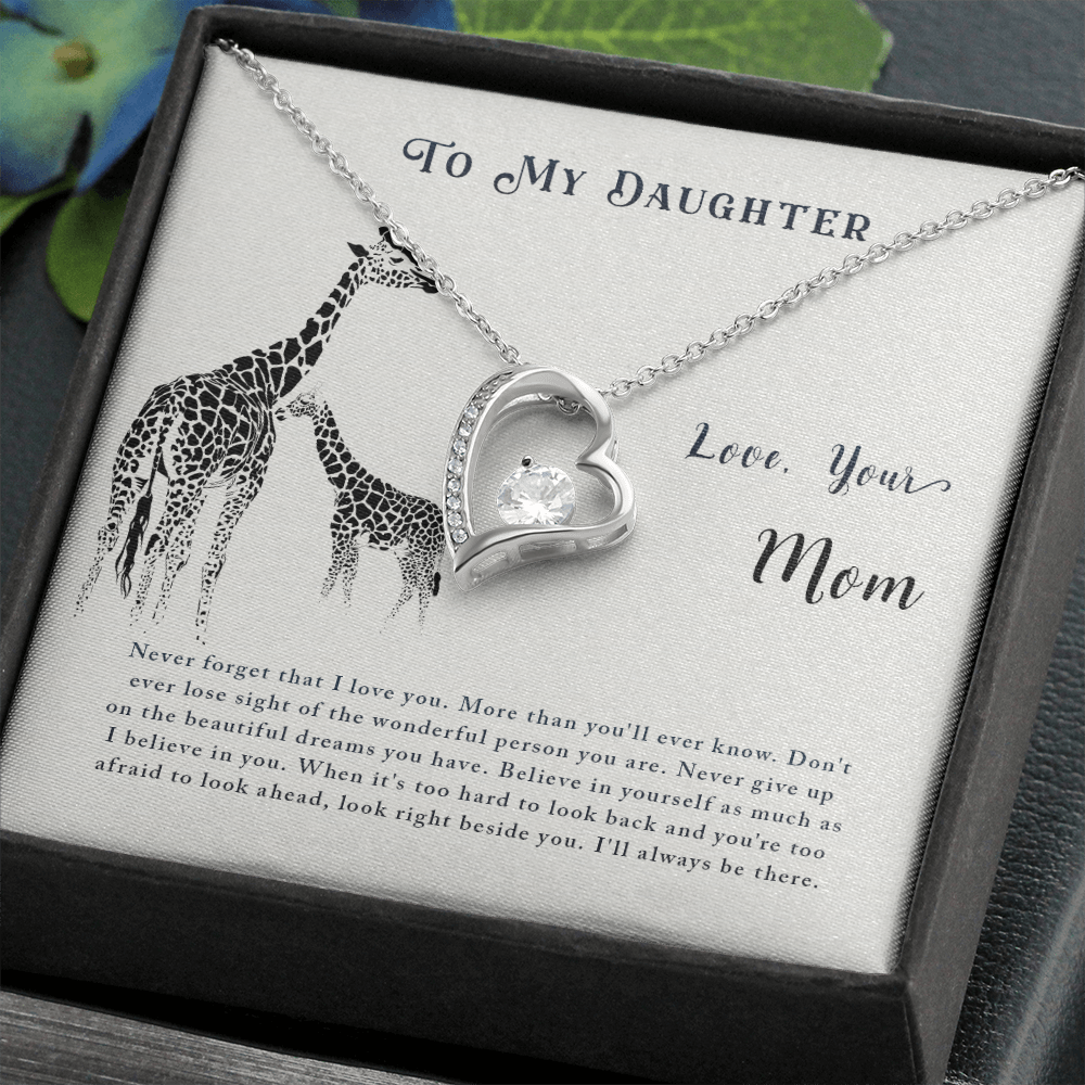 To My Daughter Never Lose Sight From Mom Forever Necklace w Message Card-Express Your Love Gifts