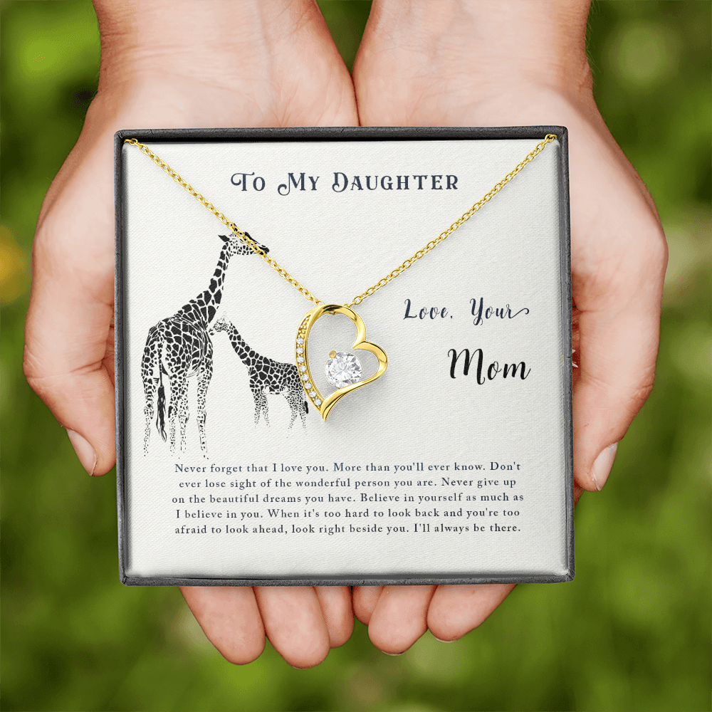 To My Daughter Never Lose Sight From Mom Forever Necklace w Message Card-Express Your Love Gifts