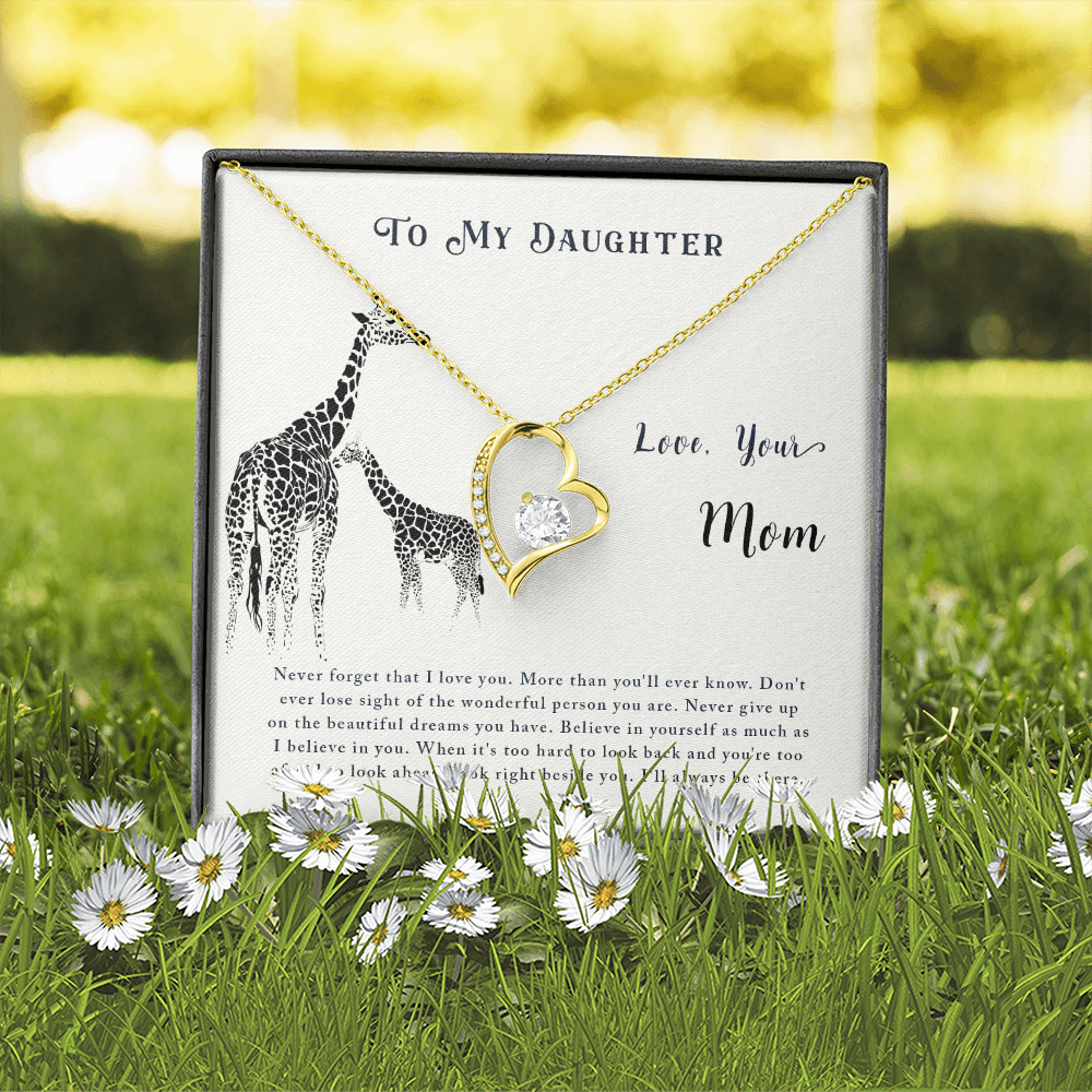 To My Daughter Never Lose Sight From Mom Forever Necklace w Message Card-Express Your Love Gifts