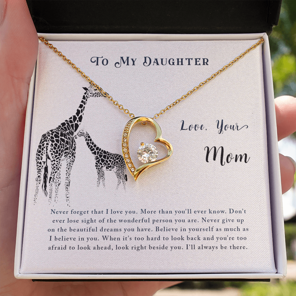 To My Daughter Never Lose Sight From Mom Forever Necklace w Message Card-Express Your Love Gifts