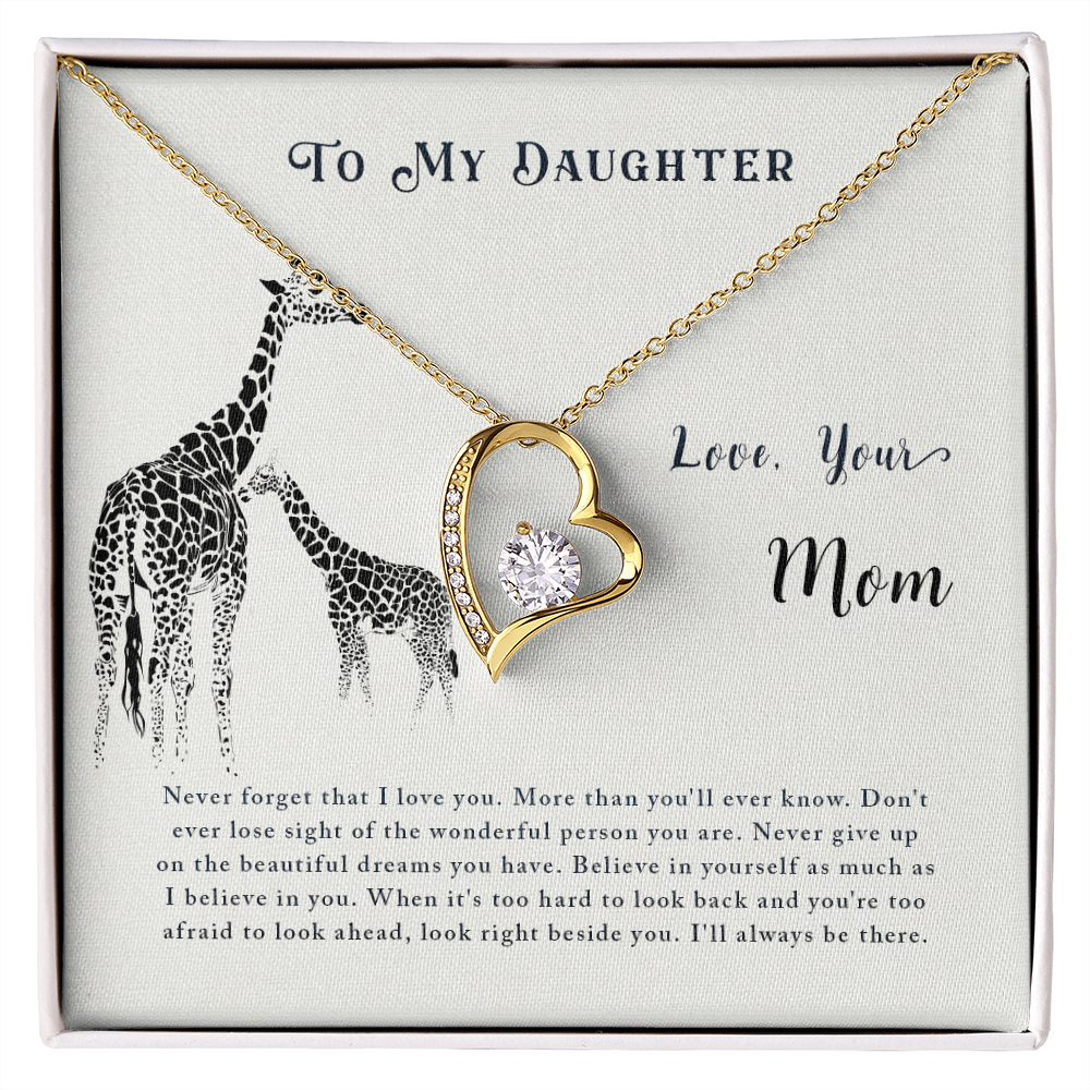 To My Daughter Never Lose Sight From Mom Forever Necklace w Message Card-Express Your Love Gifts