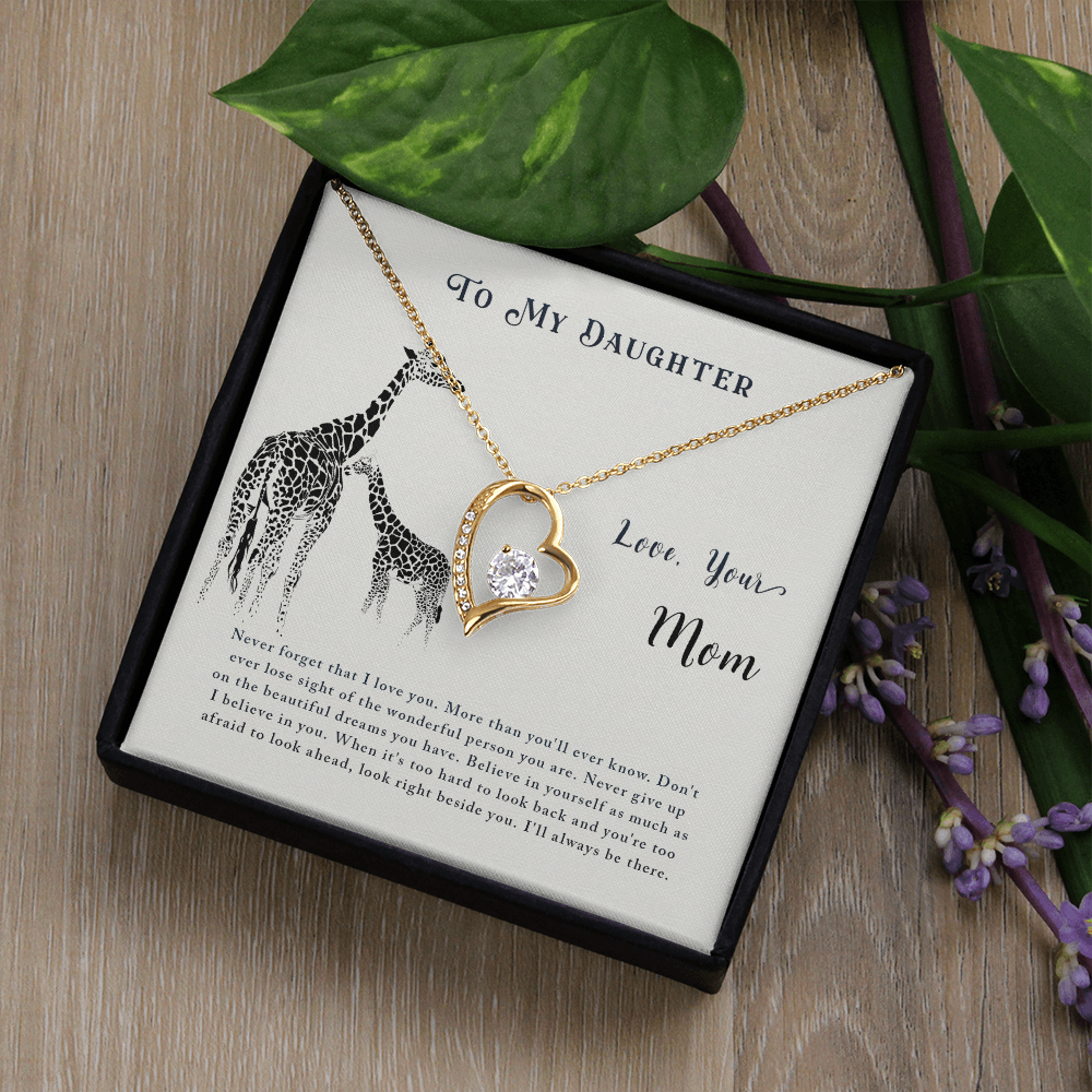 To My Daughter Never Lose Sight From Mom Forever Necklace w Message Card-Express Your Love Gifts