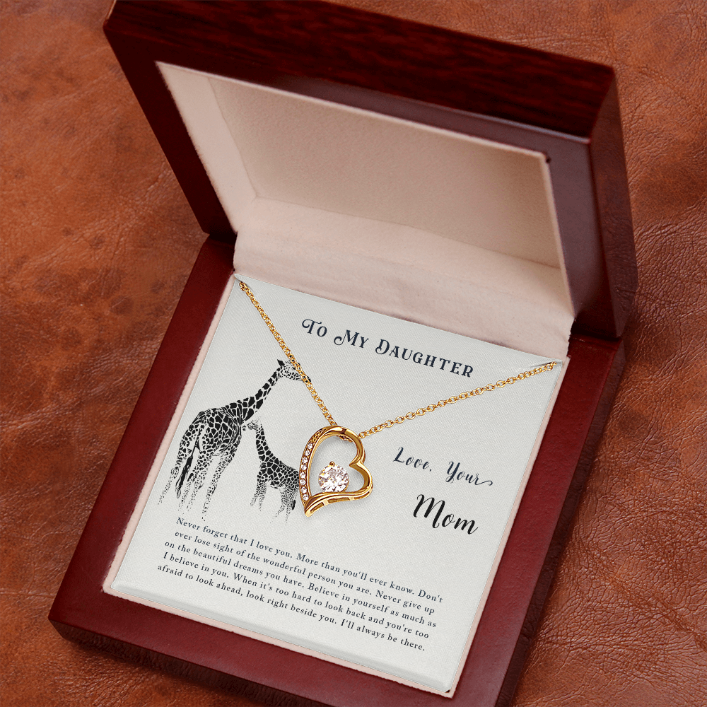 To My Daughter Never Lose Sight From Mom Forever Necklace w Message Card-Express Your Love Gifts