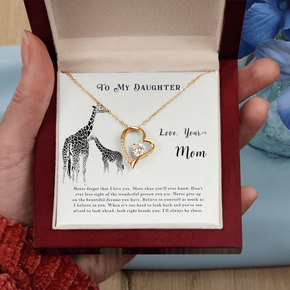 To My Daughter Never Lose Sight From Mom Forever Necklace w Message Card-Express Your Love Gifts