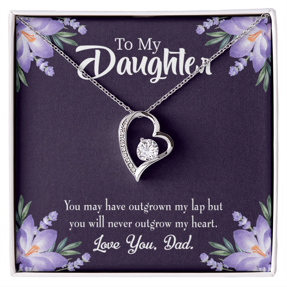 To My Daughter Never Outgrow my Heart From Dad Forever Necklace w Message Card-Express Your Love Gifts