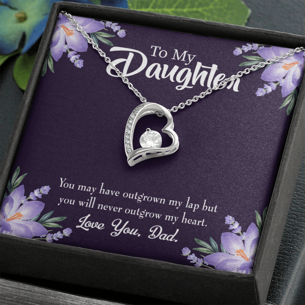 To My Daughter Never Outgrow my Heart From Dad Forever Necklace w Message Card-Express Your Love Gifts