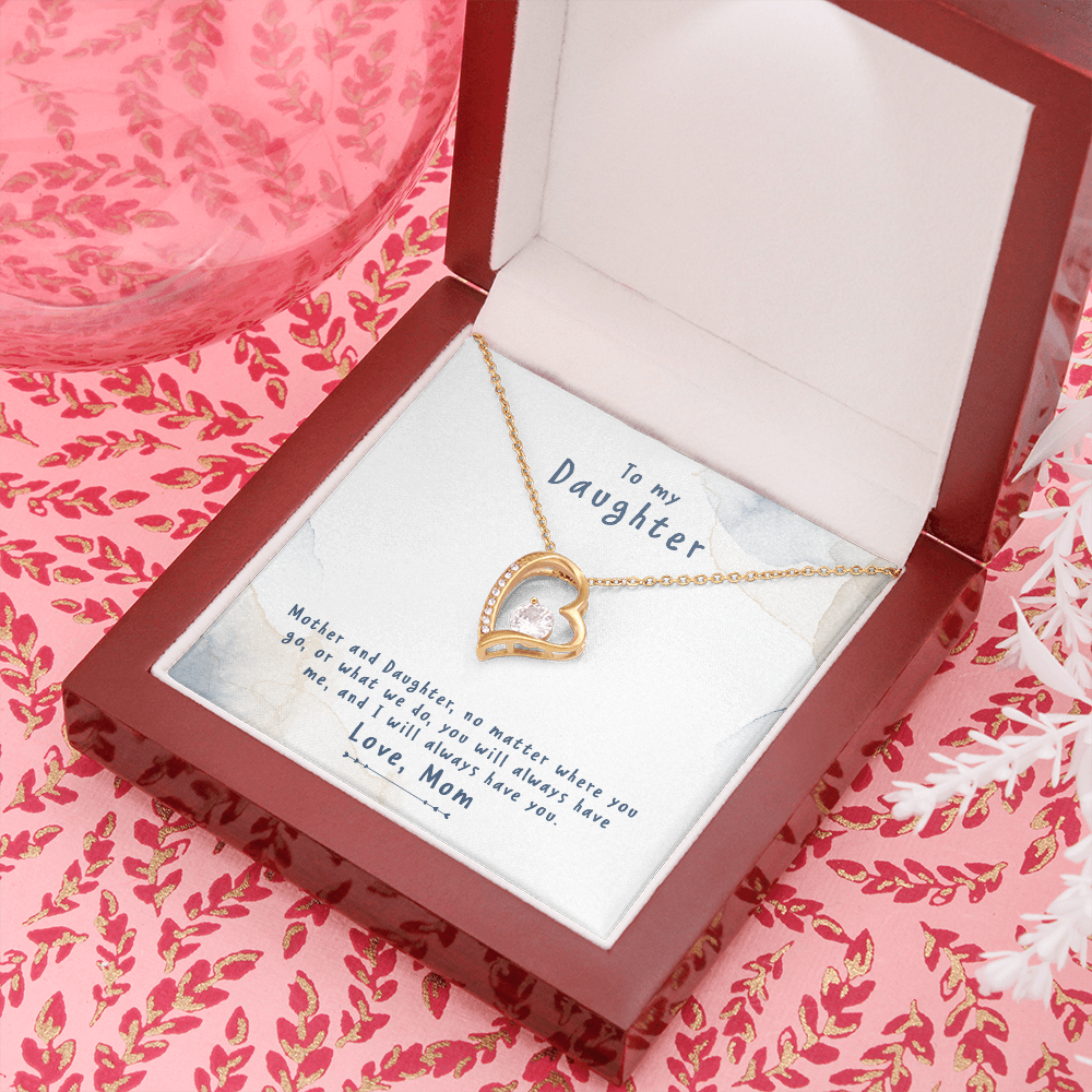 To My Daughter No Matter From Mom Forever Necklace w Message Card-Express Your Love Gifts