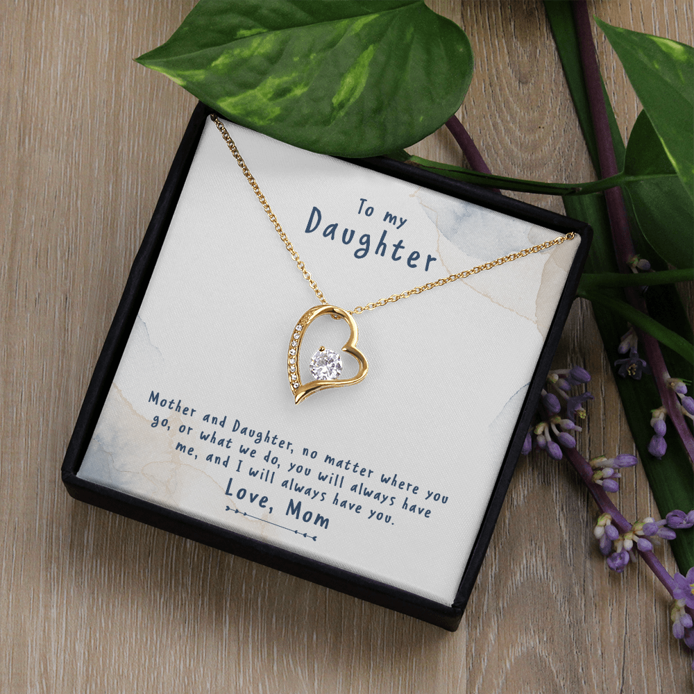 To My Daughter No Matter From Mom Forever Necklace w Message Card-Express Your Love Gifts