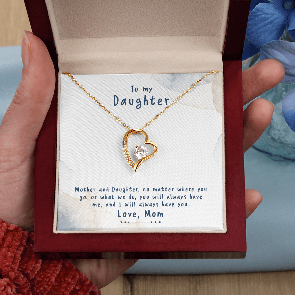 To My Daughter No Matter From Mom Forever Necklace w Message Card-Express Your Love Gifts