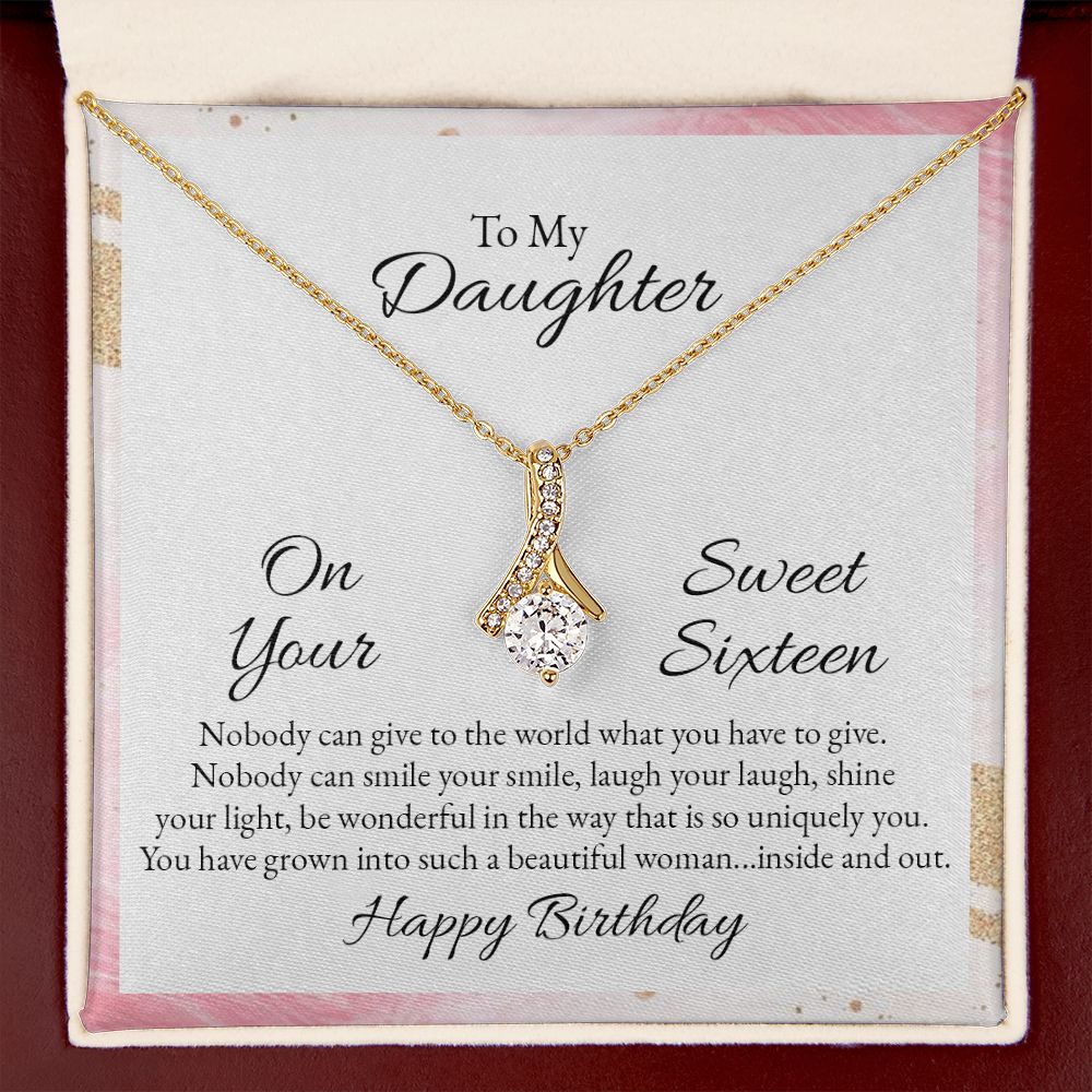 To My Daughter Nobody Can Give to the World Alluring Ribbon Necklace Message Card-Express Your Love Gifts