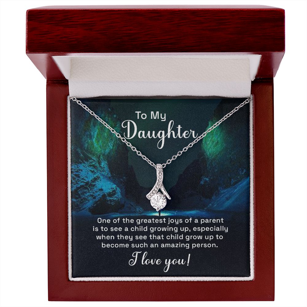 To My Daughter One of the Greatest Joys of a Parent Alluring Ribbon Necklace Message Card-Express Your Love Gifts