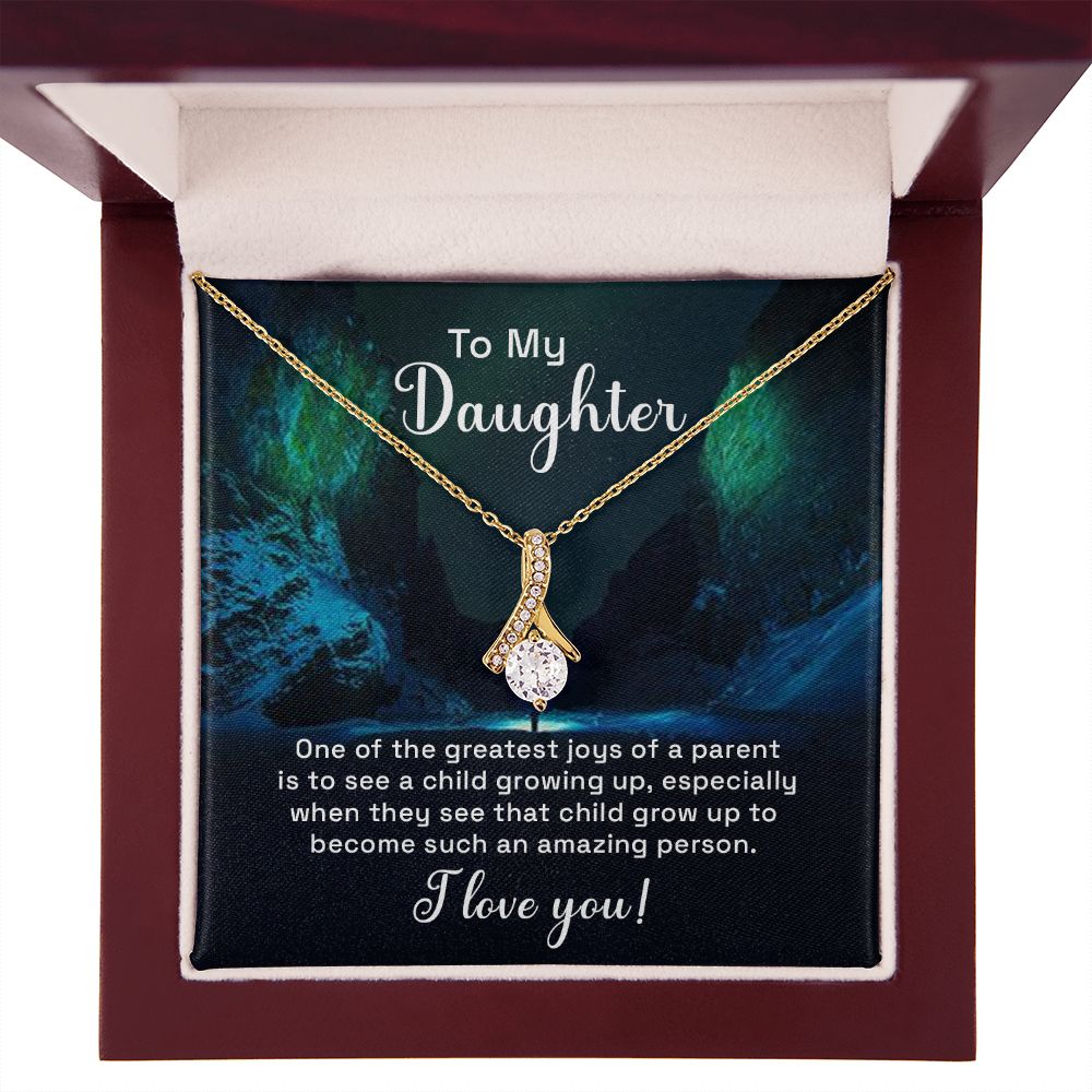To My Daughter One of the Greatest Joys of a Parent Alluring Ribbon Necklace Message Card-Express Your Love Gifts