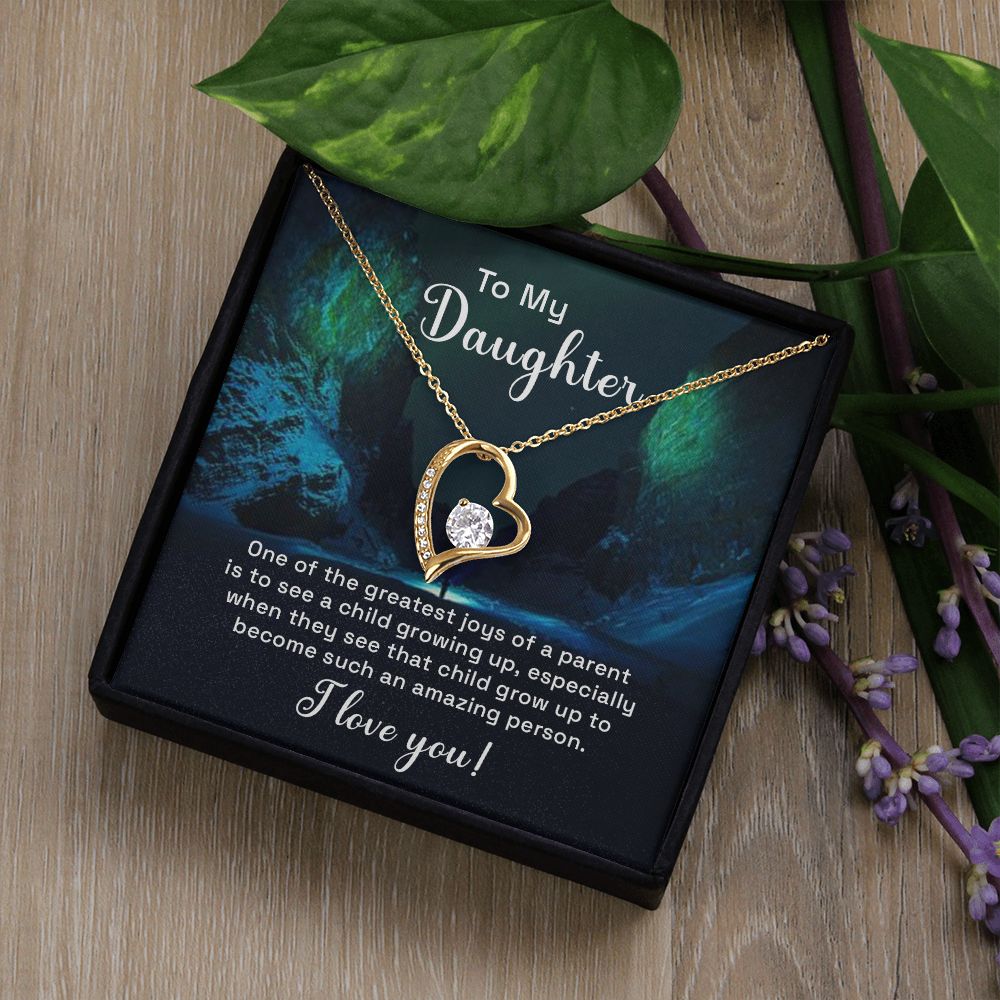 To My Daughter One of the Greatest Joys of a Parent Forever Necklace w Message Card-Express Your Love Gifts