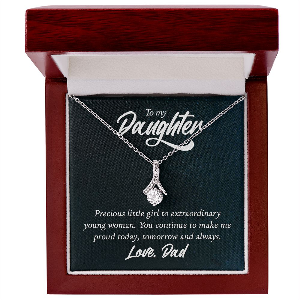 To My Daughter Precious Little Girl Alluring Ribbon Necklace Message Card-Express Your Love Gifts