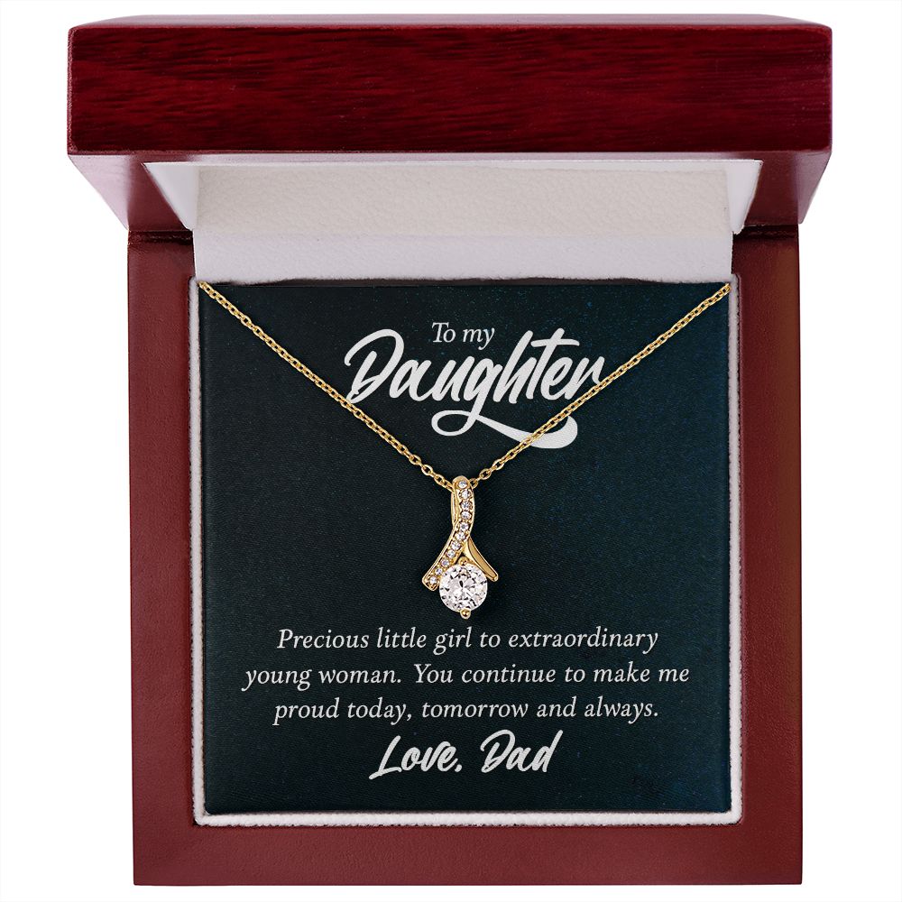 To My Daughter Precious Little Girl Alluring Ribbon Necklace Message Card-Express Your Love Gifts