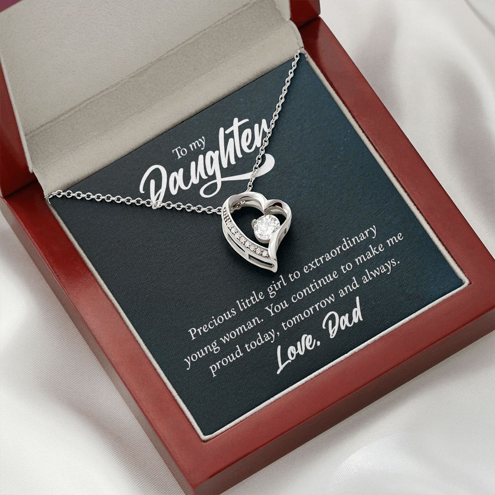 To My Daughter Precious Little Girl Forever Necklace w Message Card-Express Your Love Gifts