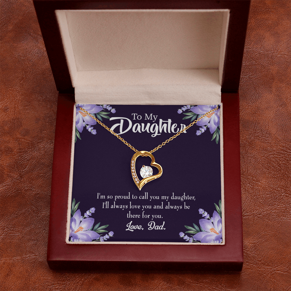 To My Daughter Proud Dad Forever Necklace w Message Card-Express Your Love Gifts