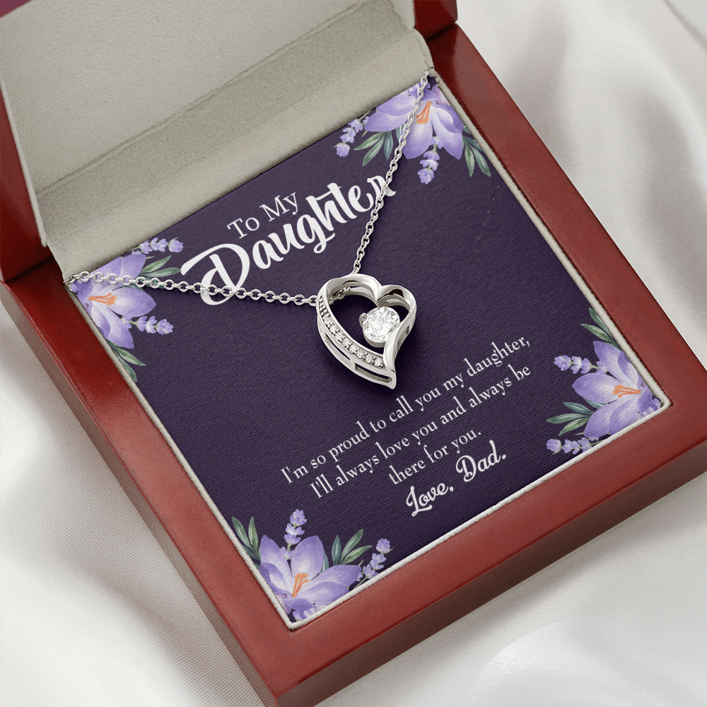 To My Daughter Proud Dad Forever Necklace w Message Card-Express Your Love Gifts