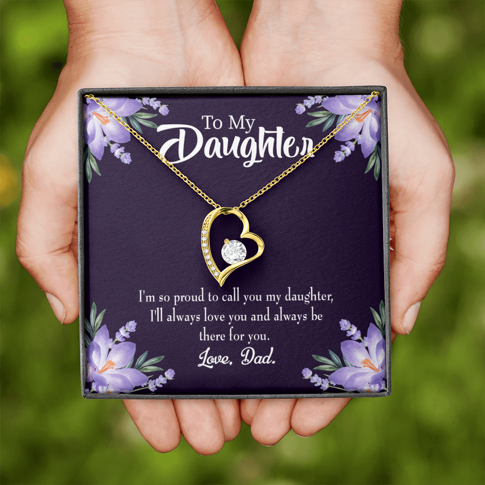 To My Daughter Proud Dad Forever Necklace w Message Card-Express Your Love Gifts